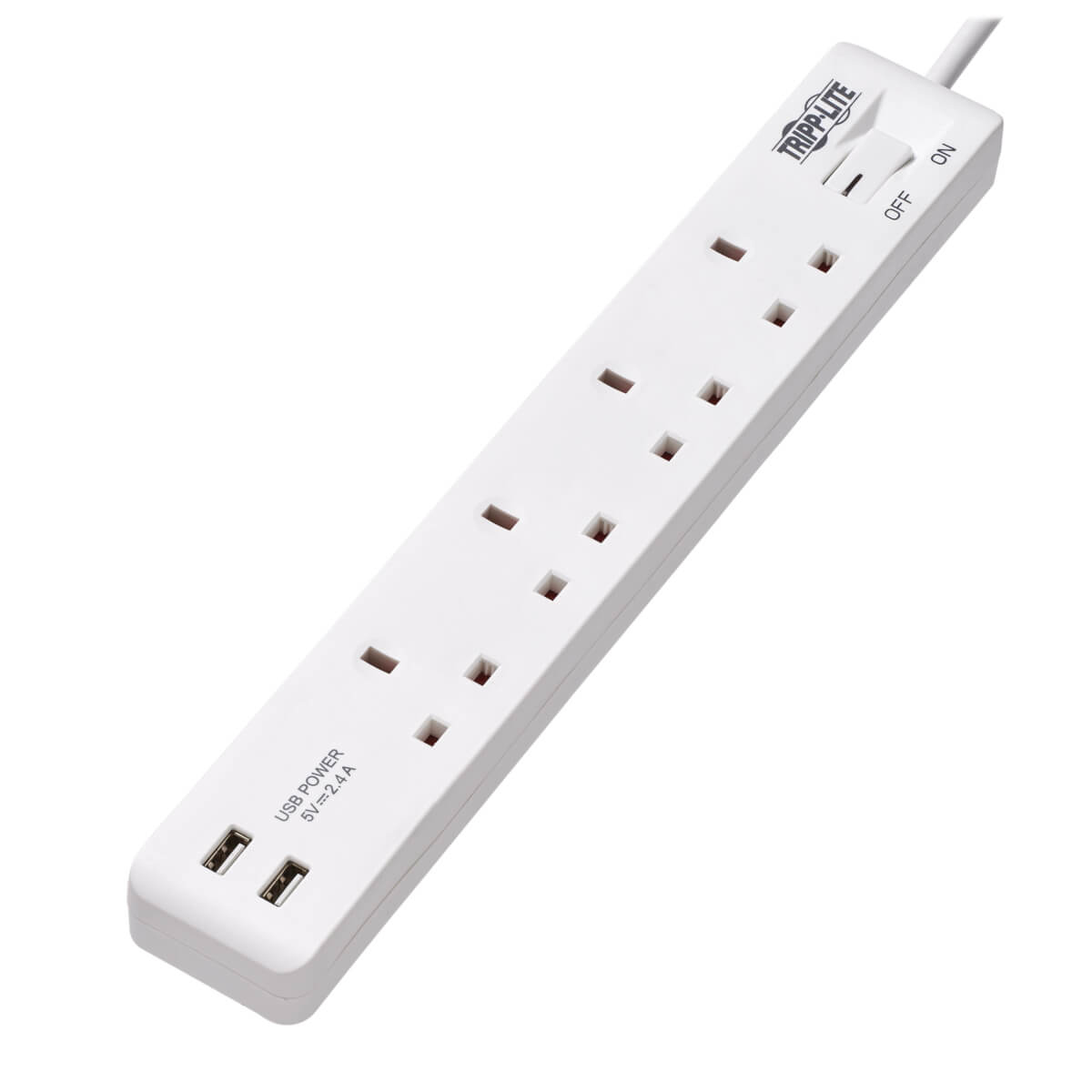 Tripp Lite PS4B18USBW 4-Outlet Power Strip with USB-A Charging - BS136