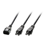 Lindy 2.5m IEC C14 to 2 x IEC C5 Splitter Extension Cable, Black