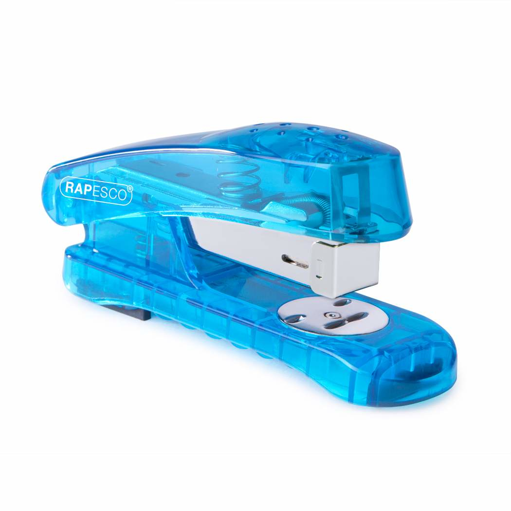 Image of Rapesco Snapper Sea-Thru Half Strip Blue Flat clinch
