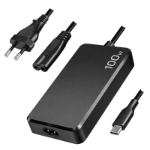 LogiLink Notebook power supply, fixed USB-C cable, 100W, slim, black