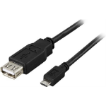 Deltaco USB-73 USB cable 0.2 m USB 2.0 USB A Micro-USB B Black