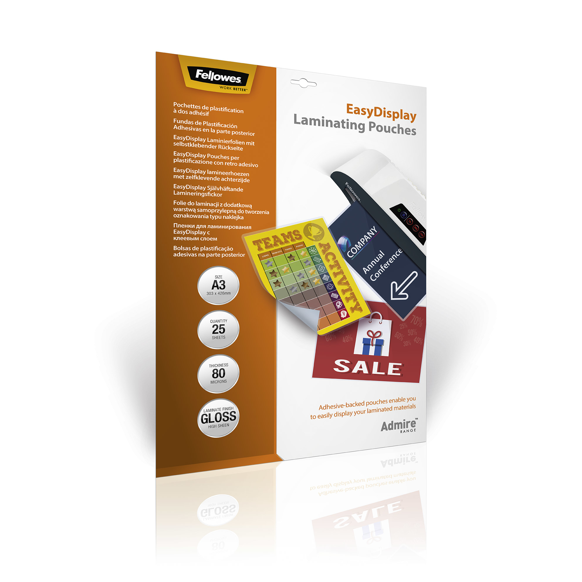 Fellowes Admire EasyMove A3 Laminating Pouches (Pack of 25) 5601801