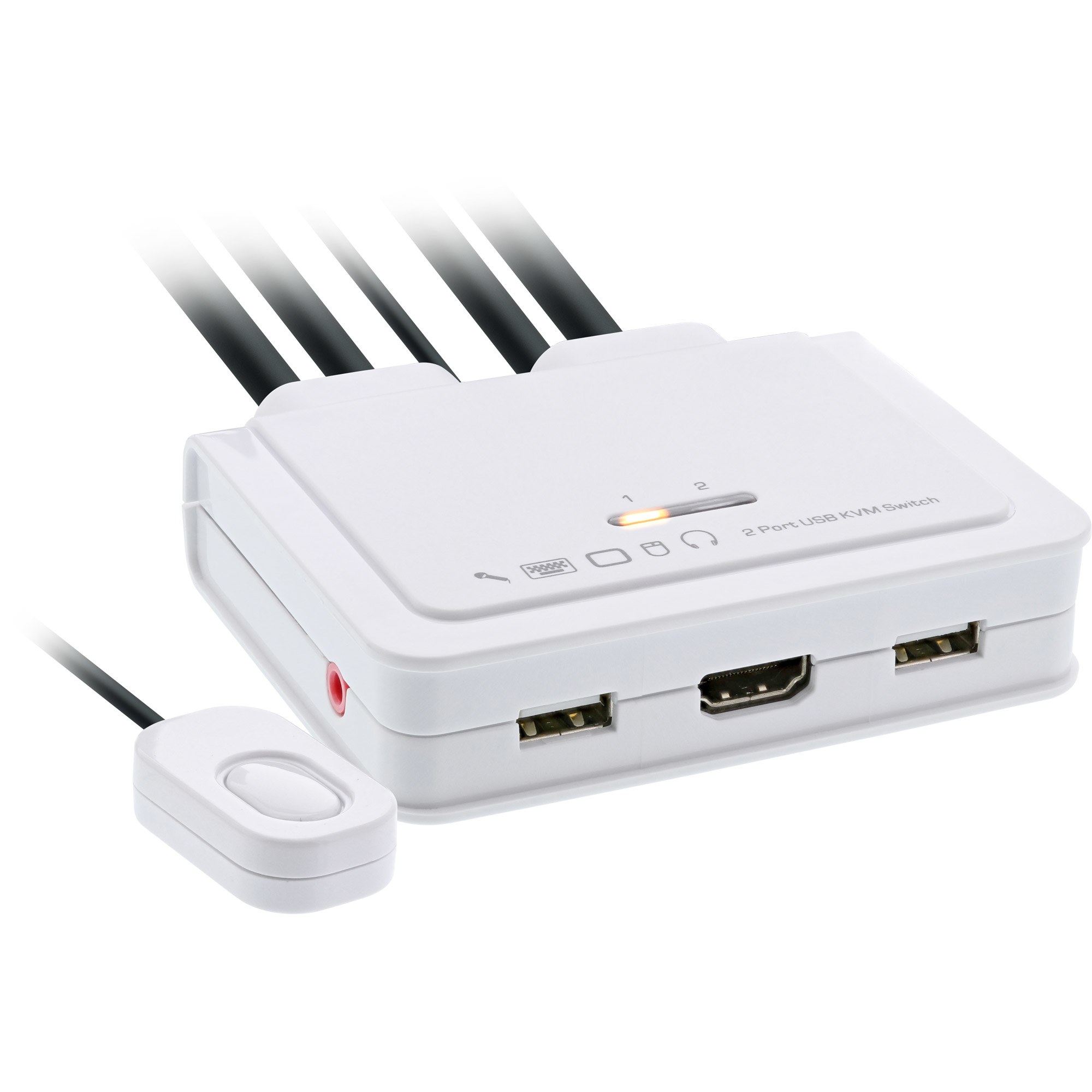 62613I INLINE INC KVM Switch - 2-fach - HDMI - 4K - USB - mit Audio - integr. Kabel