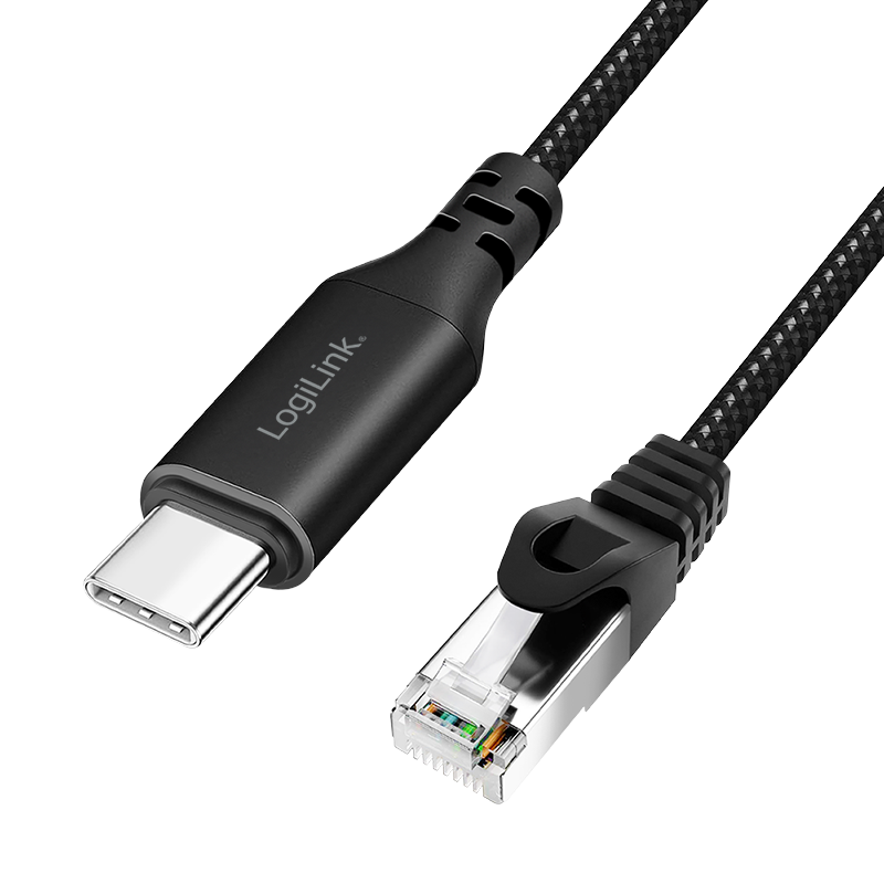 LogiLink USB 3.2 Type-C Ethernet cable. C/M To RJ45/M. 1 Gbps. Active