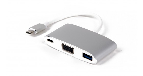 EU Product - USB-C VGA & USB 3.0 Multiport Adapter silber - Adapter - Digital thumbnail