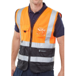 BEESWIFT Two Tone Executive Waistcoat Orange / Black M
