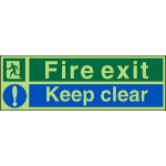 SECO by Stewart Superior SECO Photoluminescent Safe Procedure Safety Sign Fire Exit Keep Clear Glow In The Dark 450 x 150mm - SP126PLV450X150