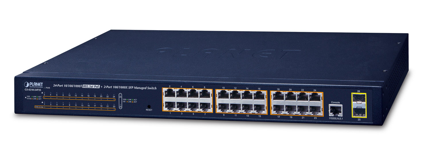 PLANET GS-4210-24P2S network switch Managed L2/L4 Gigabit Ethernet (10