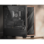 Antec Flux ATX, Black Premium Walnut Trim, 5x Black PWM Performance Fans. Ultra Cooling Design, ARGB Controller, Mid Tower Case