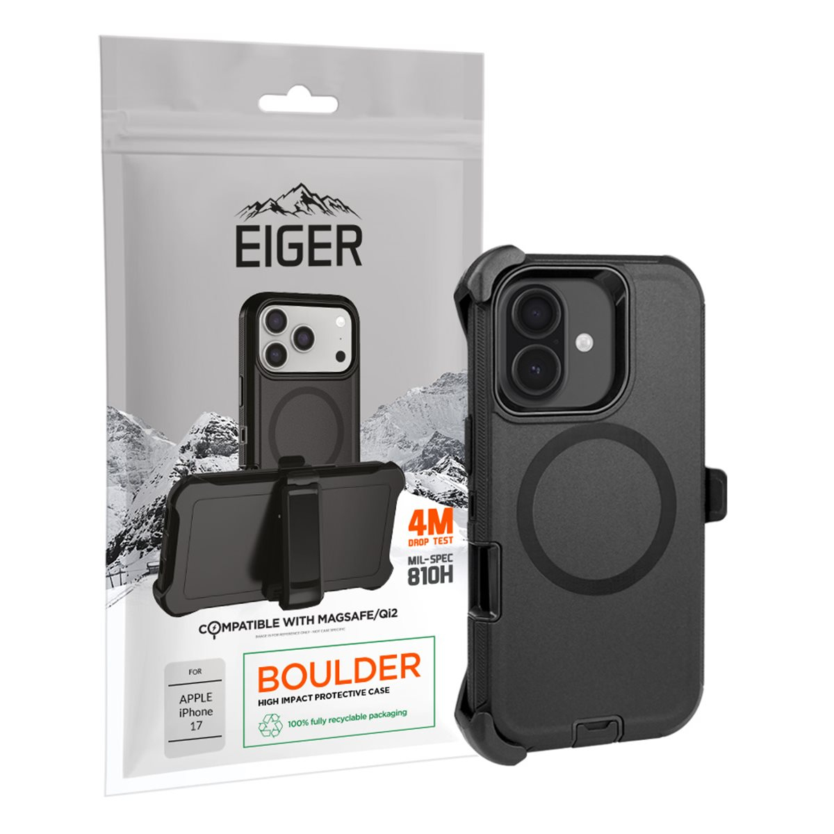 EIGER EGCA00973 mobile phone case 16 cm (6.3") Cover Black