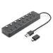 Digitus USB 3.0 hub, 7-port, switchable, aluminium housing