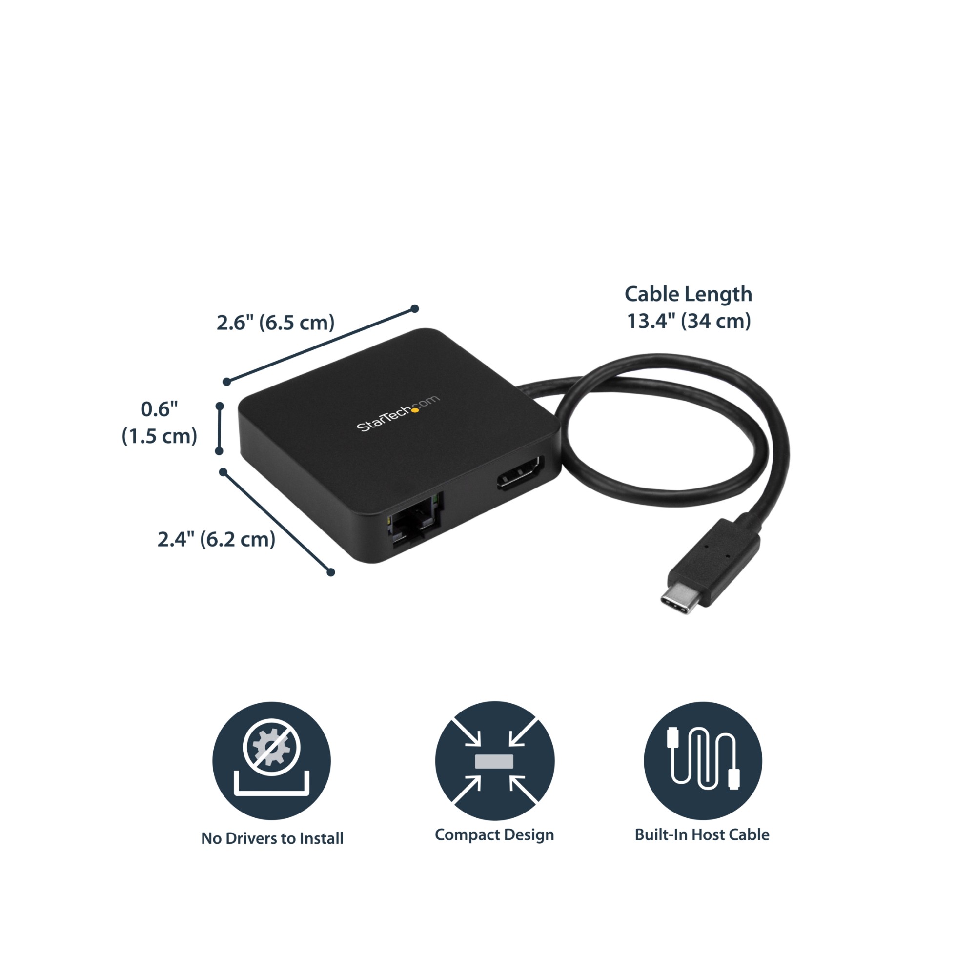 StarTech-com-USB-C-Multiport-Adapter---Portable-USB-C-Mini-Dock-4K-HDMI-Video---Gigabit-Ethernet--USB-3-0-Hub--1x-USB-A-1x-USB-C----USB-Type-C-Multiport-Adapter---Thunderbolt-3-Compatible