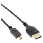 InLine High Speed HDMI Cable with Ethernet, AM/DM, super slim black/gold, 0.3m
