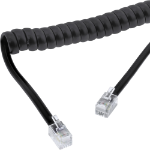 InLine Handset spiral cable, RJ10 4P4C M/M, black, max. 4m