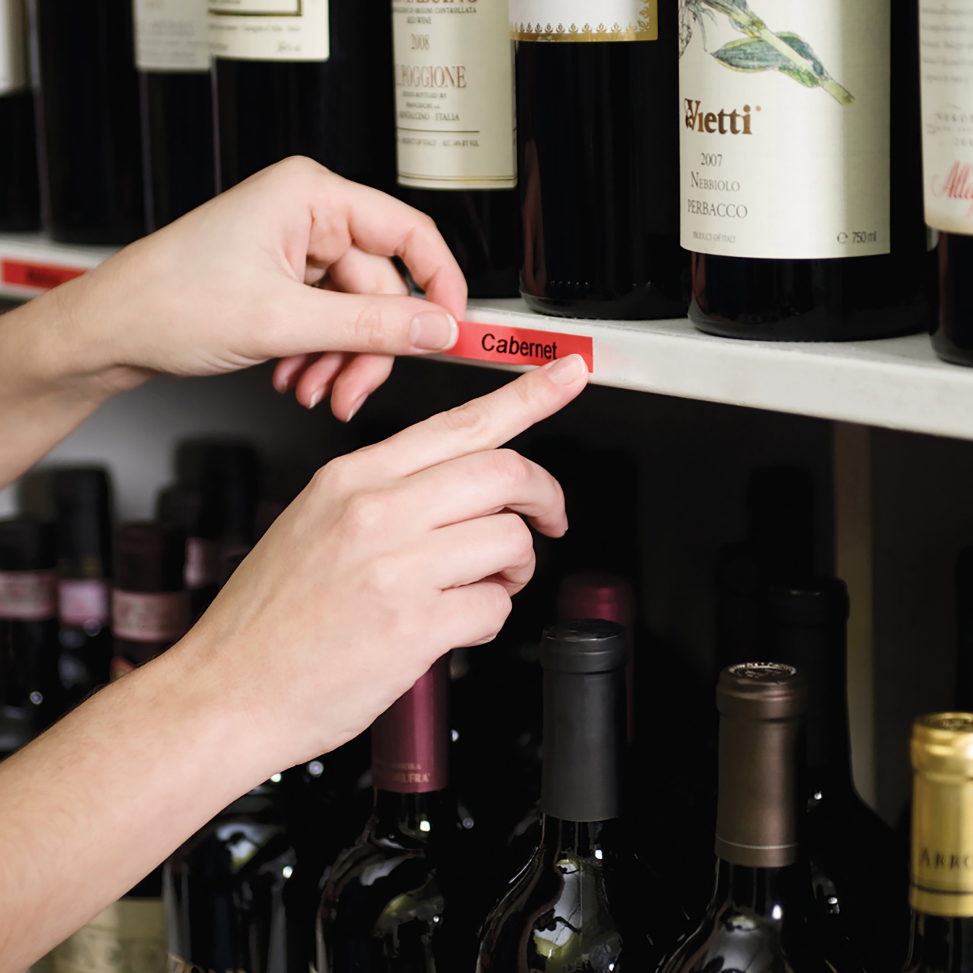 Dymo 45017/S0720570 DirectLabel-etikettes black on red 12mm x 7m for Dymo D1 6-12mm/19mm/24mm/9-12mm/9-19mm