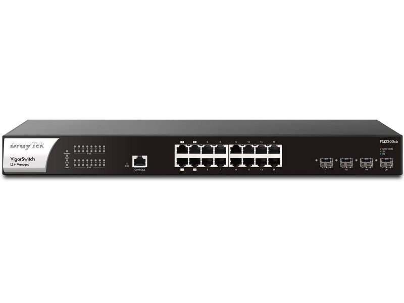 Image of Draytek 16 x 2.5 GbE ports (4 PoE++ / 12 PoE+) and 4 x 10Gbps...