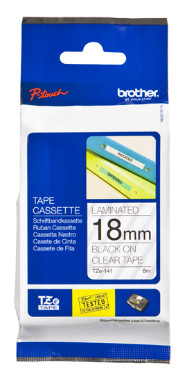 Image of Brother TZE-141 DirectLabel black on Transparent Laminat 18mm x 8m...