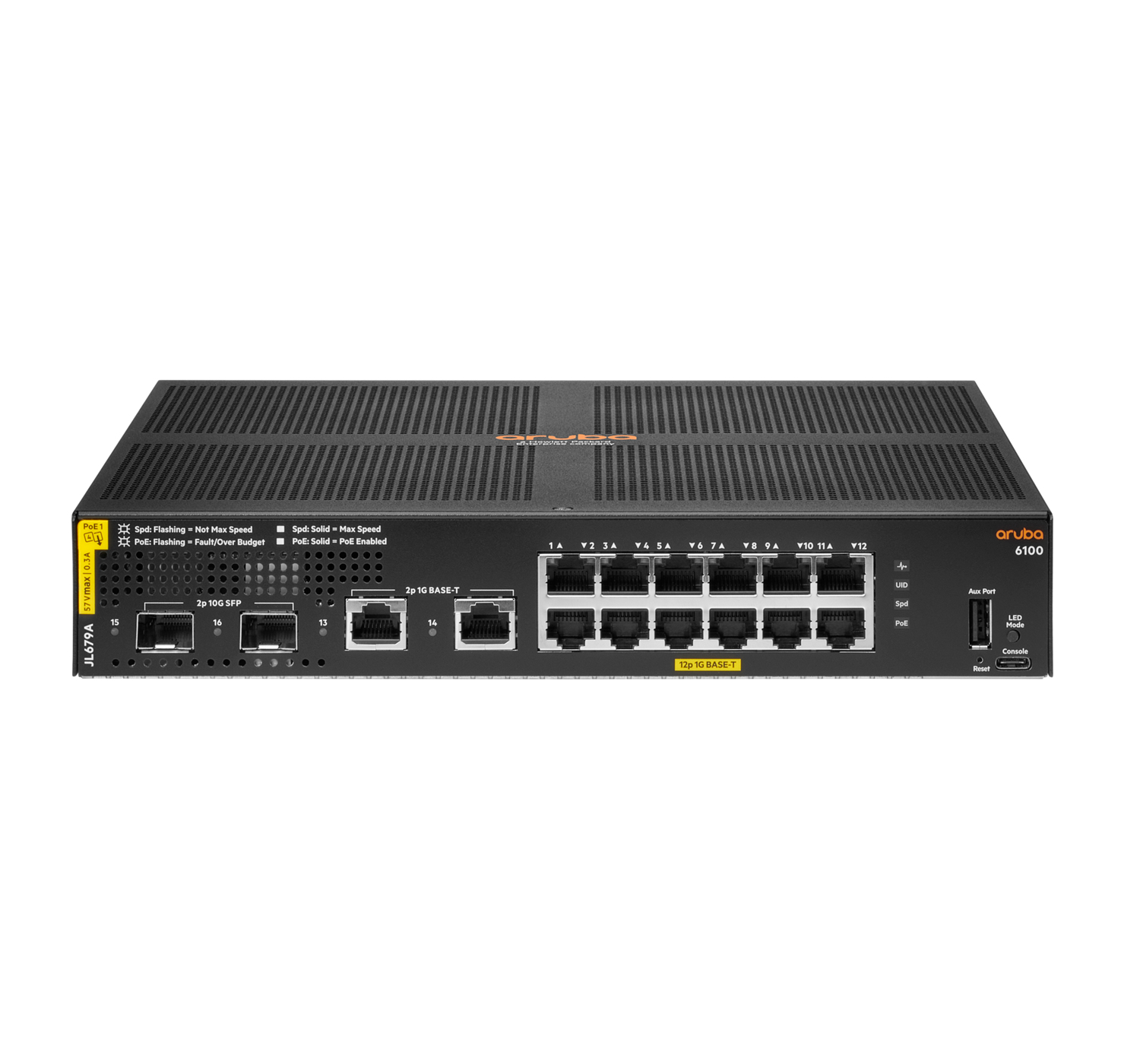 Image of Aruba 6100 12G Class4 PoE 2G/2SFP+ 139W Managed L3 Gigabit...