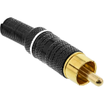 InLine RCA male for soldering white ring metal black for 6mm Cable