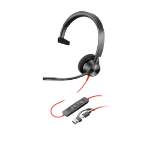 HP Poly Blackwire 3310 Monaural USB-C Headset +USB-C/A Adapter