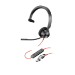 HP Poly Blackwire 3310 Monaural USB-C Headset +USB-C/A Adapter