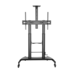 Brateck Large Screen Telescopic Height-Adjustable Steel TV Cart with Crank Handle Fit 60'-100' Up to 100kg- Matte Black