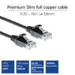 ACT Zwarte 0.25 meter LSZH U/UTP CAT6 datacenter slimline patchkabel snagless met RJ45 connectoren