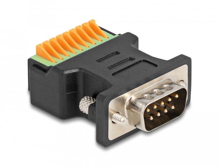 DeLOCK D-Sub 9 male to Terminal Block Adapter with push-button
