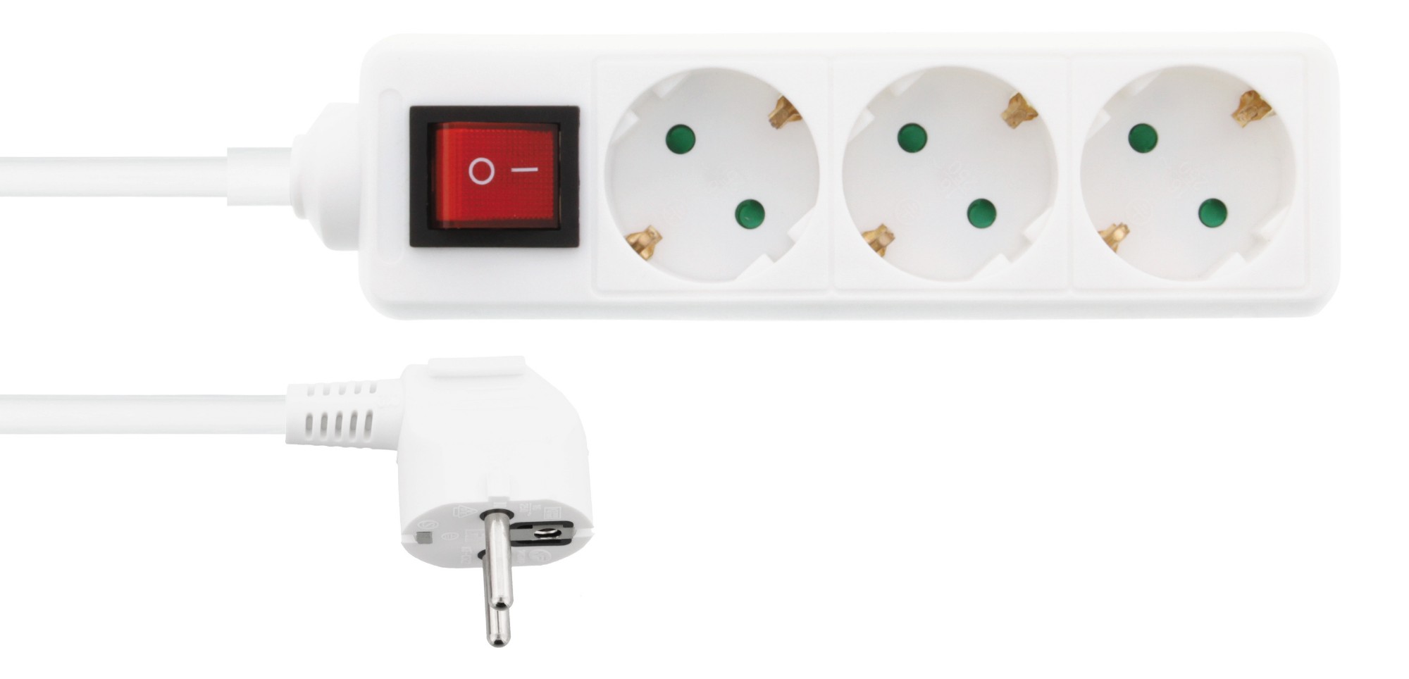 EU Product - Power outlet 3-way connector with switch and earth, 1m thumbnail