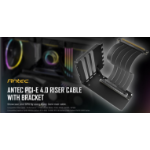 Antec Adjustable Vertical Bracket with 200mm High Performance PCI-E Riser Cable. New 2024. Black Universal Case support