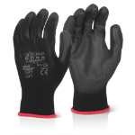 BEESWIFT Pu Coated Glove Black Black M (Box of 10)