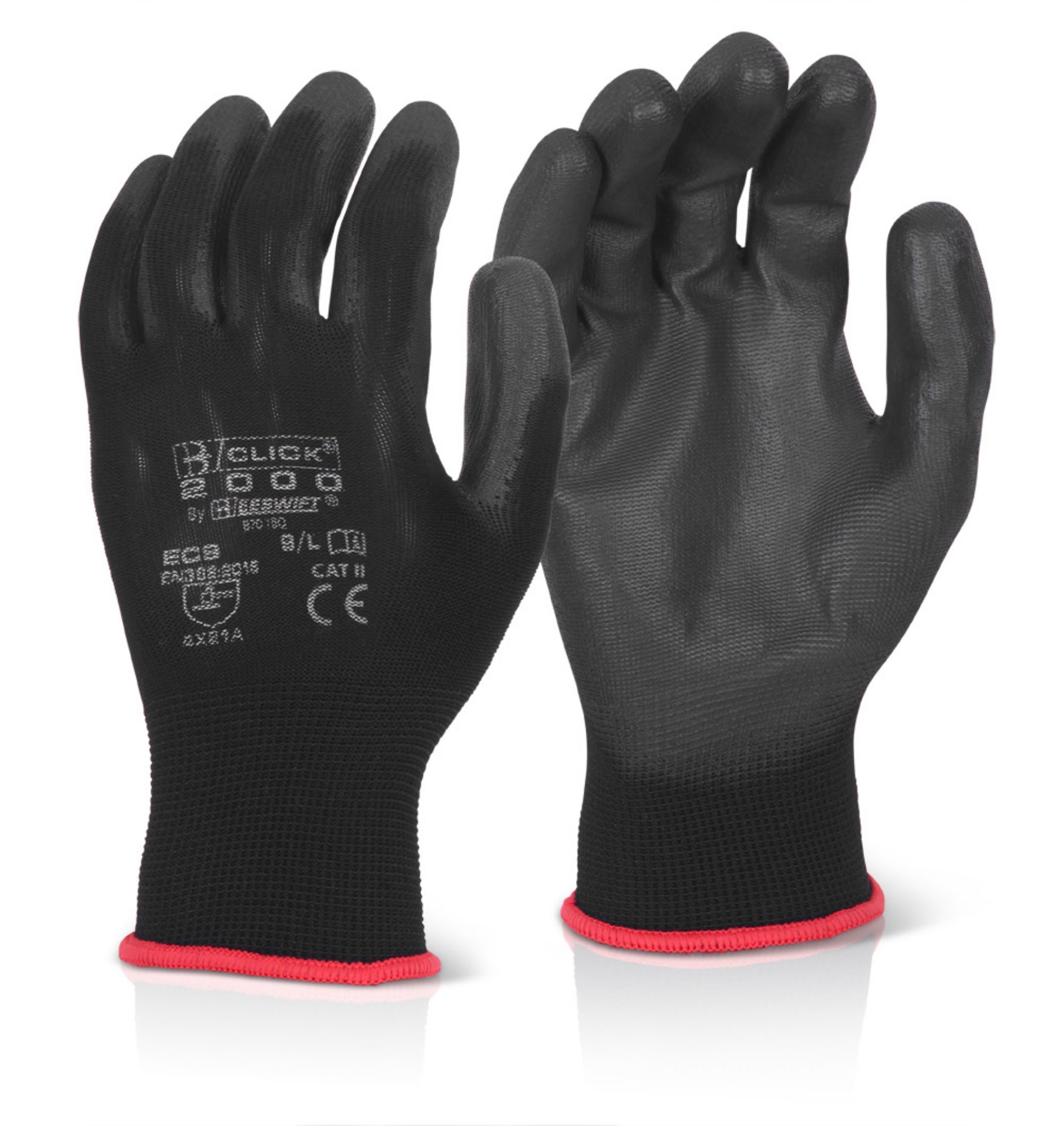 BEESWIFT Pu Coated Glove Black Black L (Box Of 10)