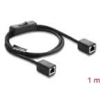 DeLOCK RJ45 Cable jack to jack with switch Cat.6 F/UTP 1 m - network switching black