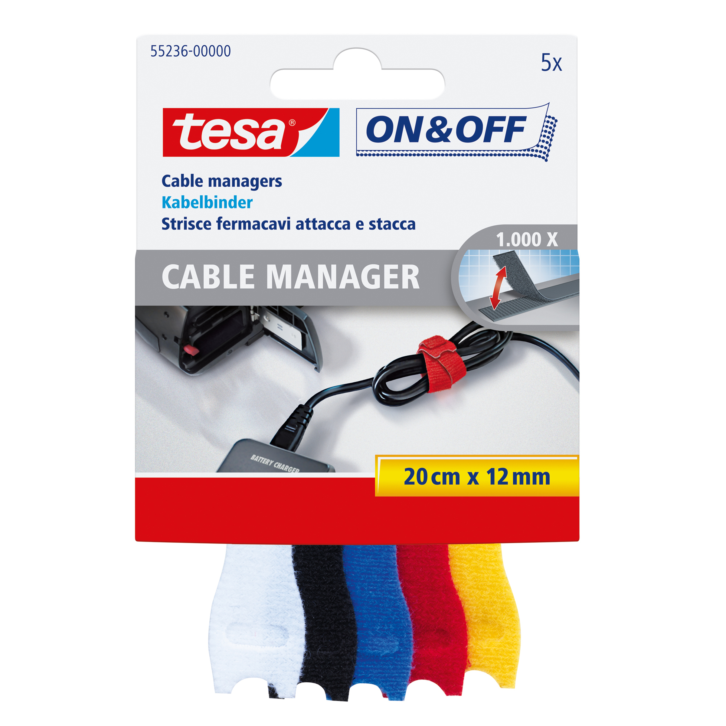 Image of TESA On & Off cable tie Black, Blue, Red, White, Yellow 5 pc(s)