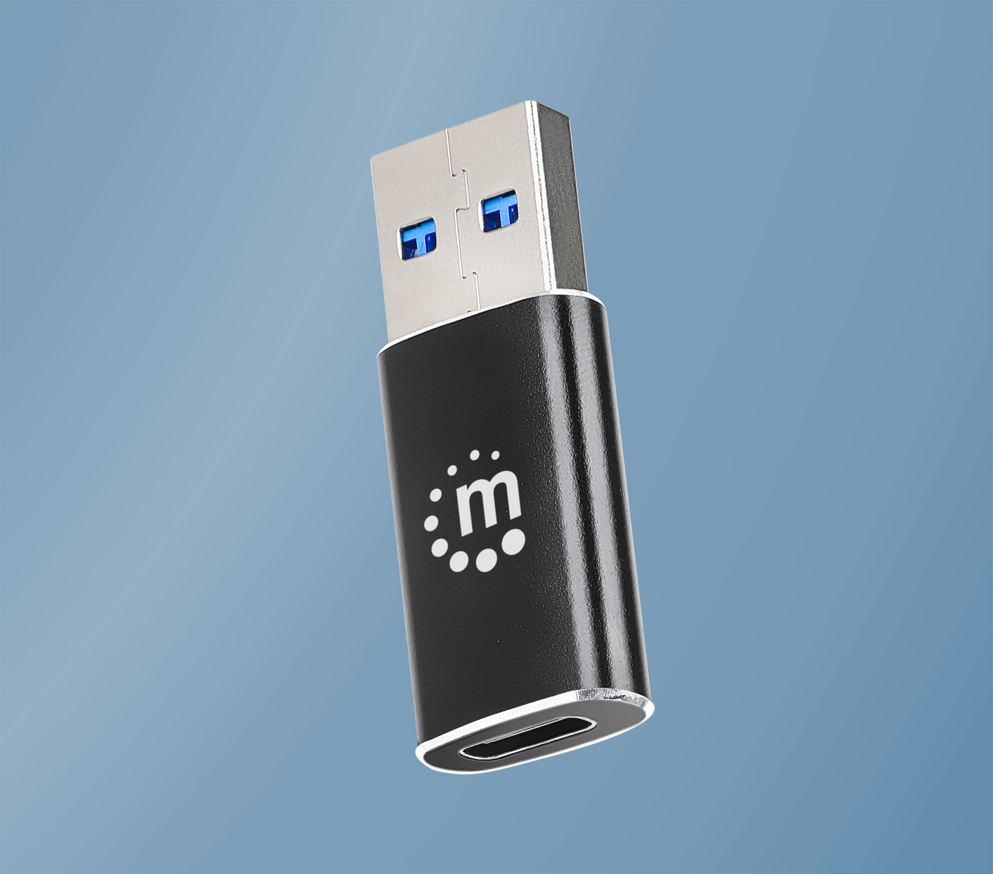 Manhattan USB-C to USB-A Adapter, Female to Male, 10 Gbps (USB 3.2 Gen2 aka USB 3.1), SuperSpeed+ USB, Black, Lifetime Warranty