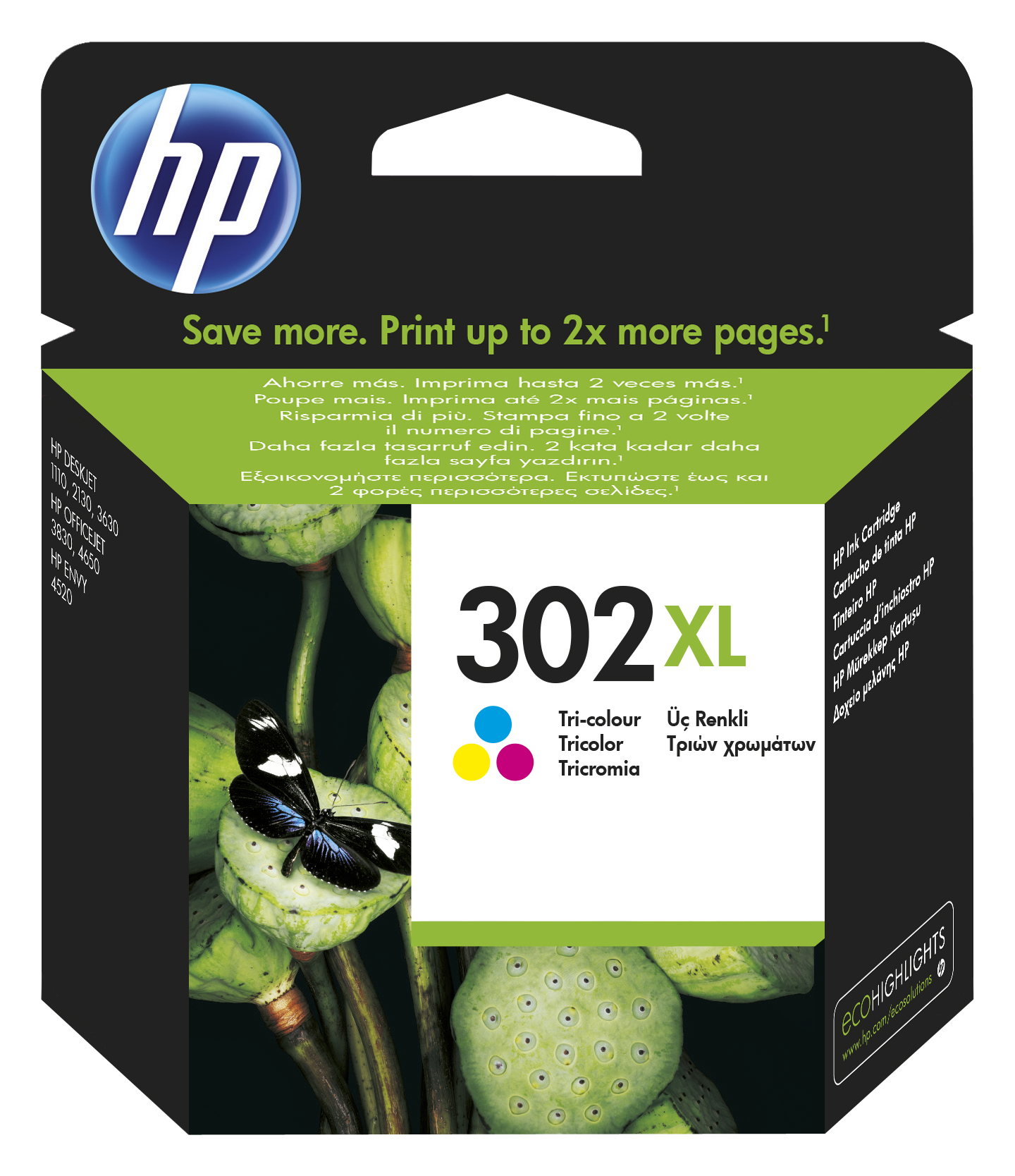 HP 302XL Ink Cartridge Tri-Colour Cyan/Magenta/Yellow F6U67AE