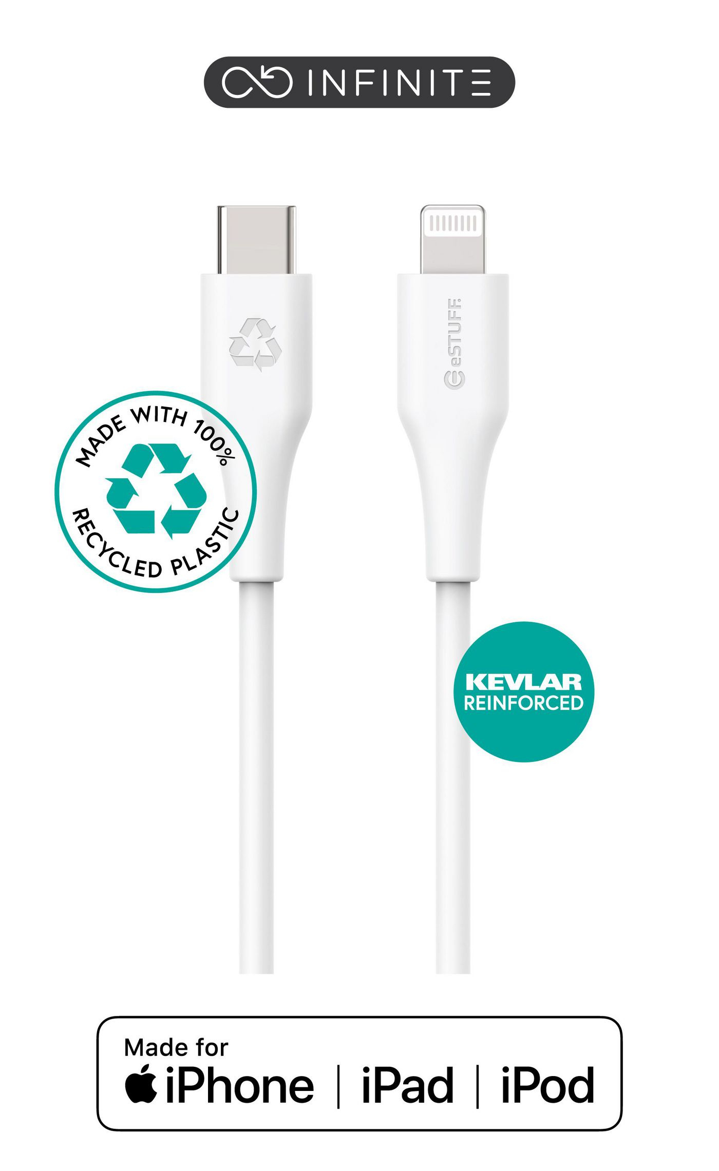 Image of eSTUFF ES602270-BULK lightning cable 2 m White