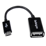 StarTech.com UUSBOTG USB cable USB 2.0 5" (0.127 m) Micro-USB B USB A 0.48 Gbit/s Black