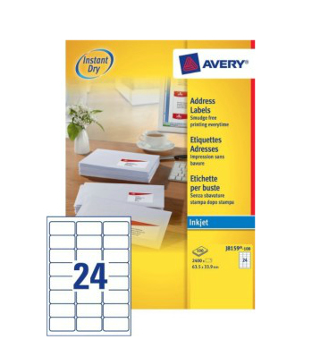 Image of Avery J8159-100 addressing label White Self-adhesive label