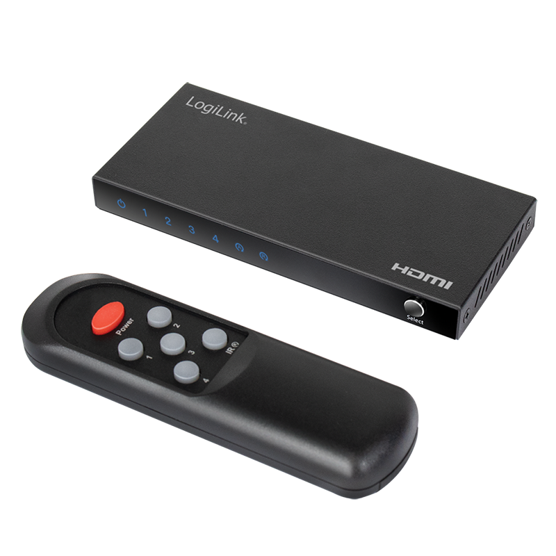 Image of LogiLink HDMI switch, 4x1-Port, 4K/60 Hz, HDCP, HDR, CEC, RC