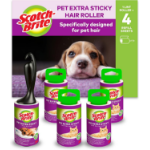 3M Scotch-Brite™ Pet Extra Sticky* Hair Roller 48 sheets + 4 Scotch-Brite™ Pet Extra Sticky* Hair Roller Refill 48 sheets, 5/Pack - EU1