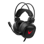 Varr Gaming USB Headphones with Built In Microphone, Over-Ear, LED Backlight, Rugged, Popular USB-A connection, Black/Red, Cable 2m