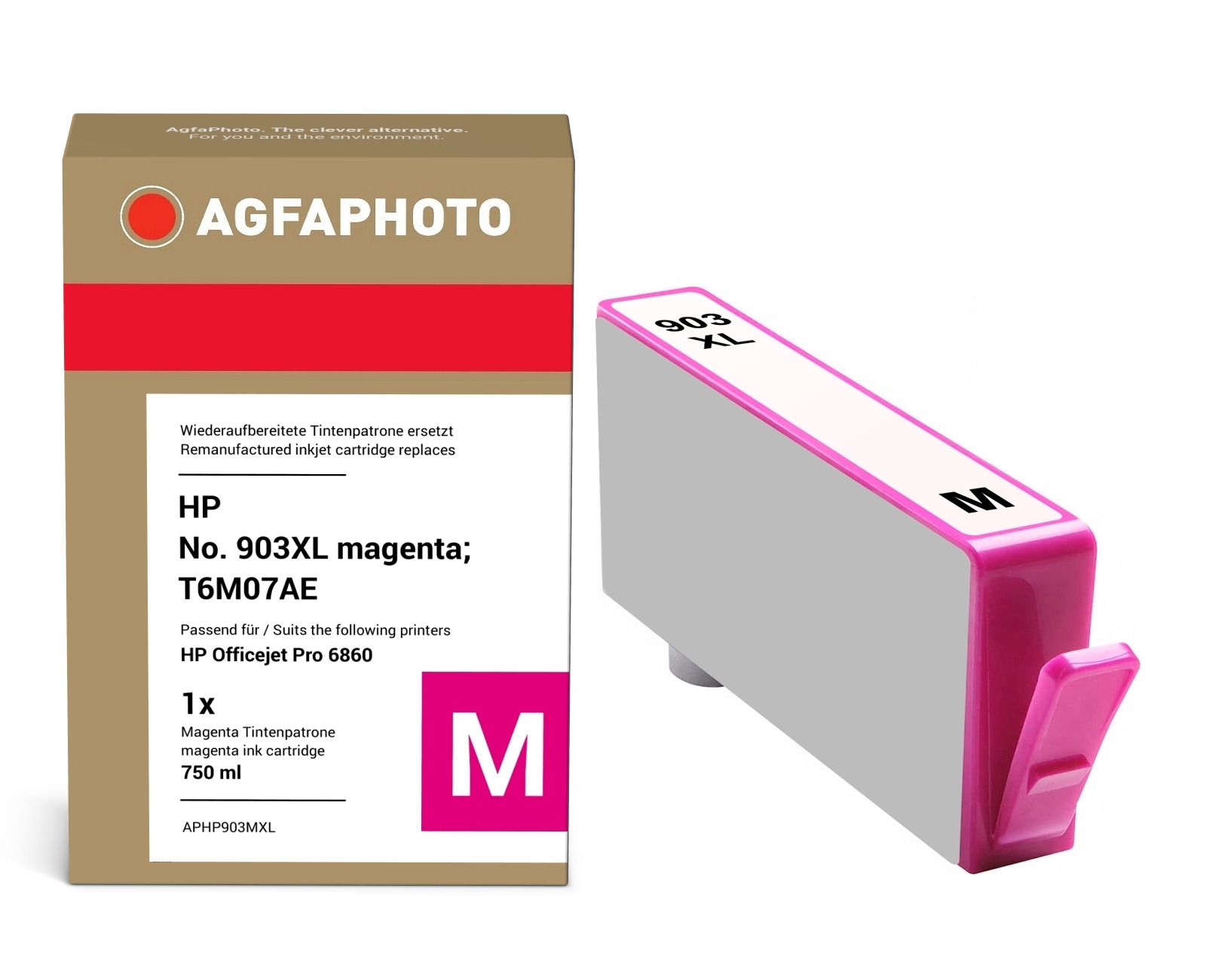 Image of AgfaPhoto Compatible Ink Cartridge. Magenta. Replacement for HP No. 90