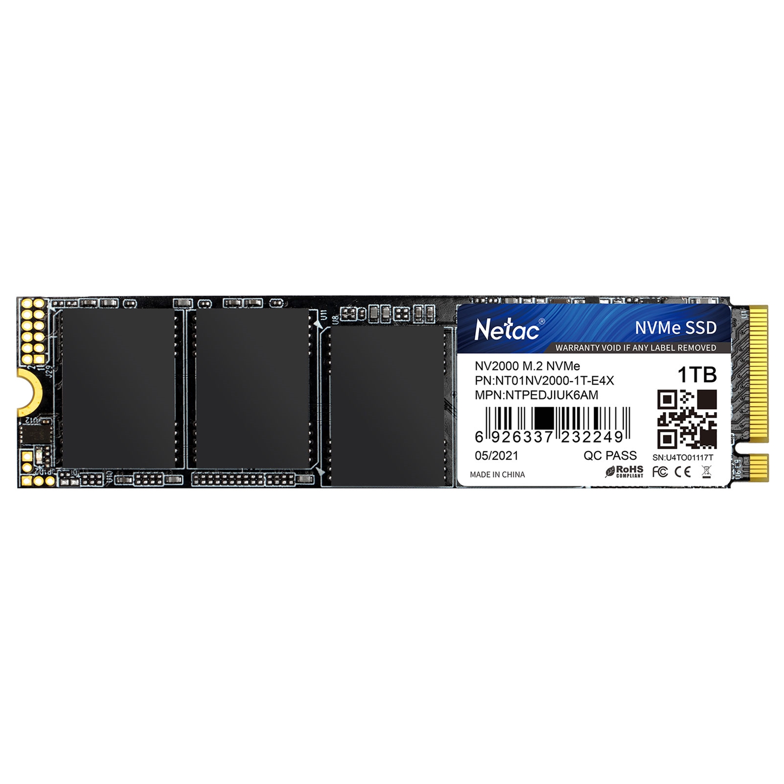 Image of NETAC NV2000 (NT01NV2000-1T0-E4X) 1TB NVMe M.2 Interface, PCIe x3,...