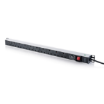 Digitus Power strip with aluminum profile, switch, and surge protection; 10 UK-style outlets; 1.8 m power cord with UK-style plug