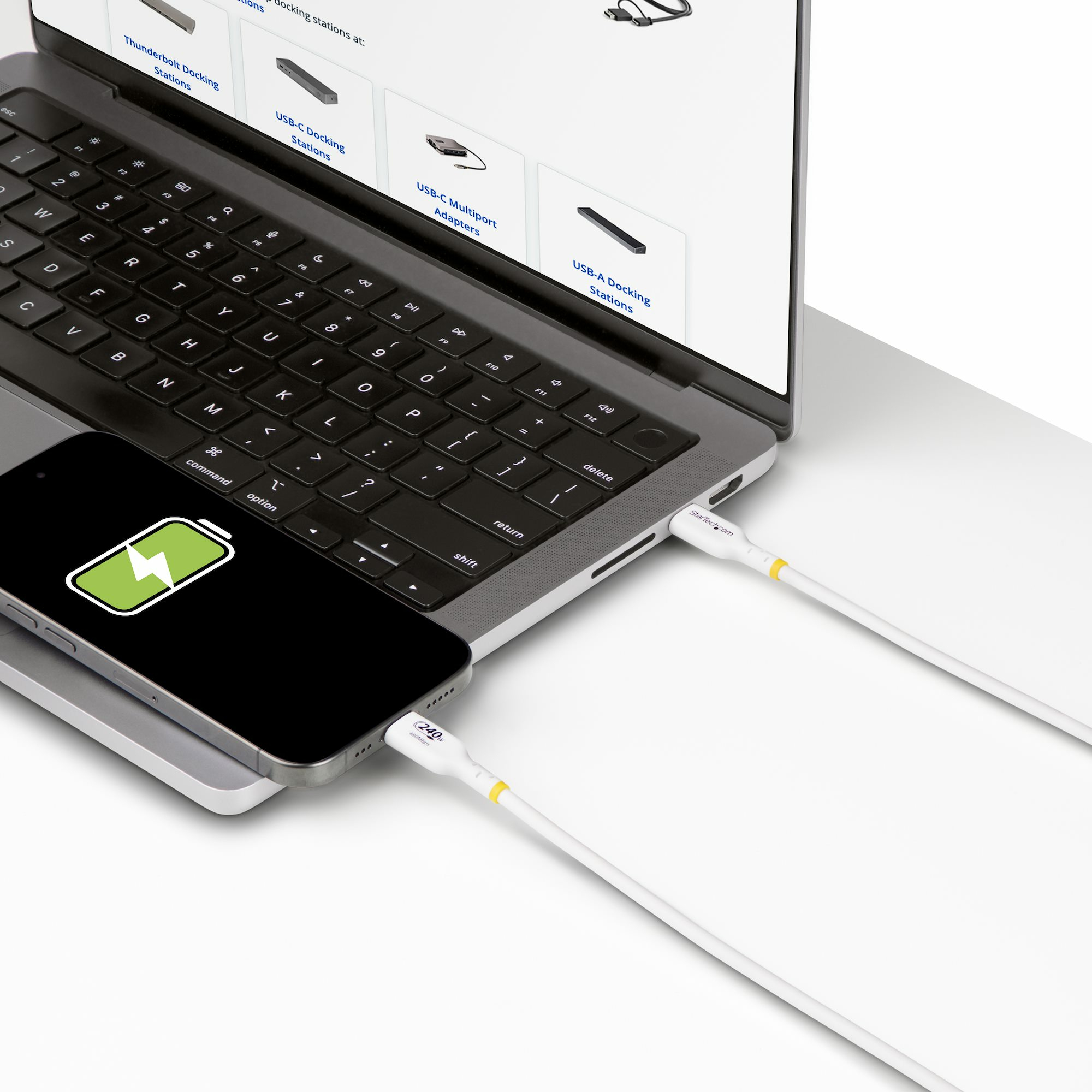 StarTech.com 4m White USB-C Charging Cable, USB-IF Certified USB C Cable, 240W PD EPR, USB 2.0 Type-C Laptop Charger Cord, USB-C Data Transfer Cable, TPE Jacket