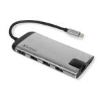Verbatim 49142 laptop dock/port replicator USB 3.2 Gen 1 (3.1 Gen 1) Type-C Black, Silver