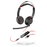 POLY Blackwire 5220 Headset Wired Head-band Calls/Music USB Type-A Black, Red