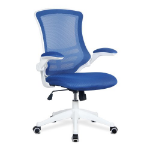 NAUTILUS Designs Luna Designer High Back Mesh Blue Task Operator Office Chair With Folding Arms and White Shell - BCM/L1302/WH-BL DD