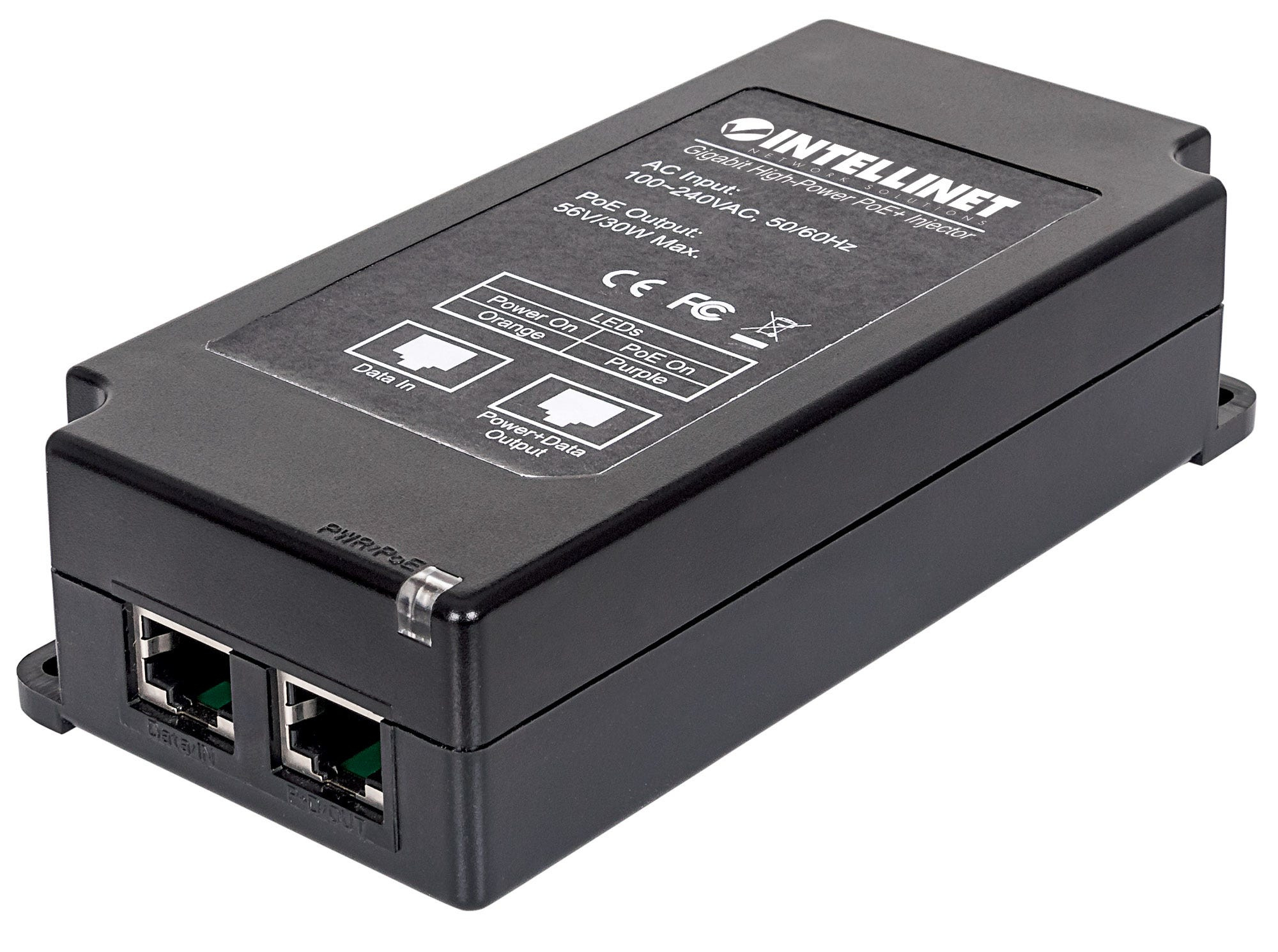 Intellinet Gigabit High-Power PoE+ Injector. One 30 W Port. IEEE 802.3